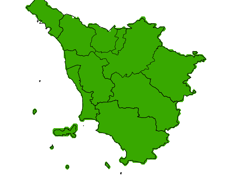 mappa della concentrazione di ozono in Toscana